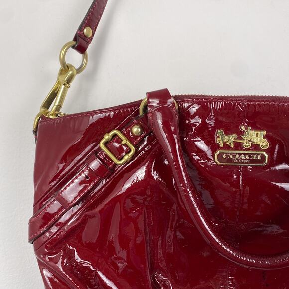 Coach Madison Patent Leather Sophia Satchel in Crimson - Picture 2 of 10